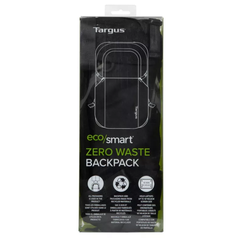 Targus TBB641GL EcoSmart Zero Waste laptoprugzak 15–16 inch, kunststof, zwart