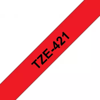 Brother TZE-421 labelband zwart op rood