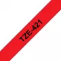 Brother TZE-421 labelband zwart op rood