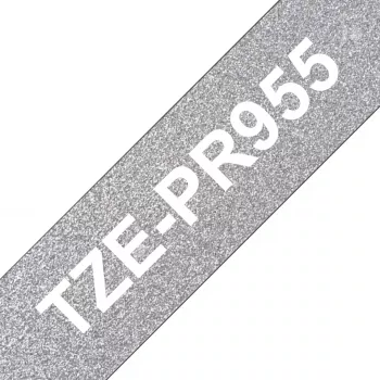 Brother TZE-PR955 labelband wit op zilver