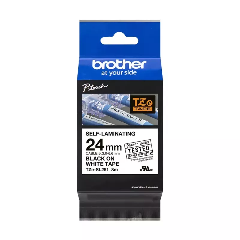 Brother TZESL251 labelband zwart op wit