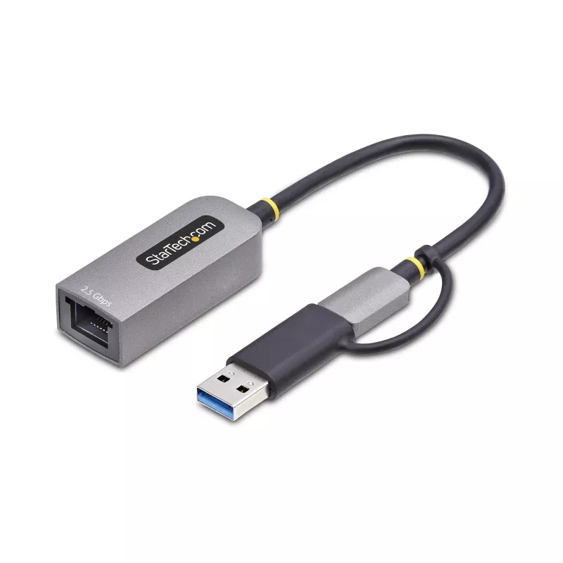 StarTech.com 2.5GbE USB-C naar Ethernet-adapter met USB-A-converter, NBASE-T NIC, USB 3.0 Type-C 2.5/1G multi-speed netwerk, Thunderbolt-compatibel, Windows & Mac