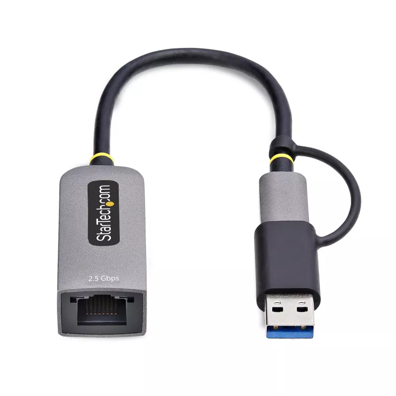 StarTech.com 2.5GbE USB-C naar Ethernet-adapter met USB-A-converter, NBASE-T NIC, USB 3.0 Type-C 2.5/1G multi-speed netwerk, Thunderbolt-compatibel, Windows & Mac