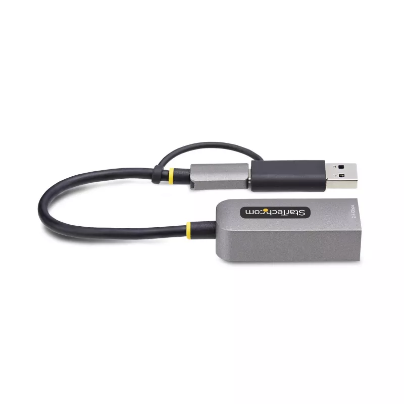 StarTech.com 2.5GbE USB-C naar Ethernet-adapter met USB-A-converter, NBASE-T NIC, USB 3.0 Type-C 2.5/1G multi-speed netwerk, Thunderbolt-compatibel, Windows & Mac