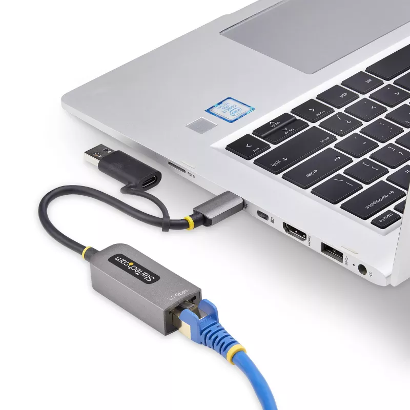 StarTech.com 2.5GbE USB-C naar Ethernet-adapter met USB-A-converter, NBASE-T NIC, USB 3.0 Type-C 2.5/1G multi-speed netwerk, Thunderbolt-compatibel, Windows & Mac