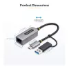 StarTech.com 2.5GbE USB-C naar Ethernet-adapter met USB-A-converter, NBASE-T NIC, USB 3.0 Type-C 2.5/1G multi-speed netwerk, Thunderbolt-compatibel, Windows & Mac