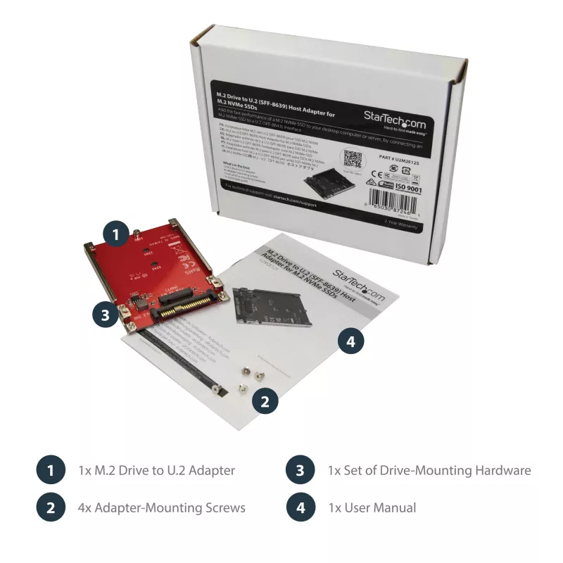 StarTech.com M.2-station-naar-U.2-(SFF-8639)-hostadapter voor M.2-PCIe-NVMe-SSD's