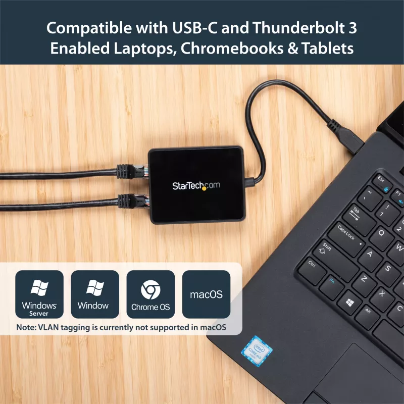 StarTech.com USB-C naar dual Gigabit Ethernet-adapter met USB (Type-A) aansluiting
