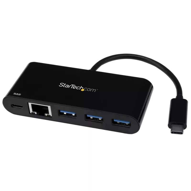 StarTech.com USB-C naar Ethernet-adapter met 3-poorts USB 3.0 hub en Power Delivery