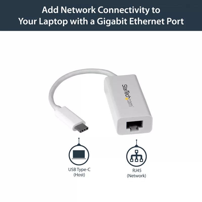 StarTech.com USB-C naar Gigabit netwerkadapter - wit, bedraad, USB Type-C, Ethernet, 5000 Mbit/s, wit