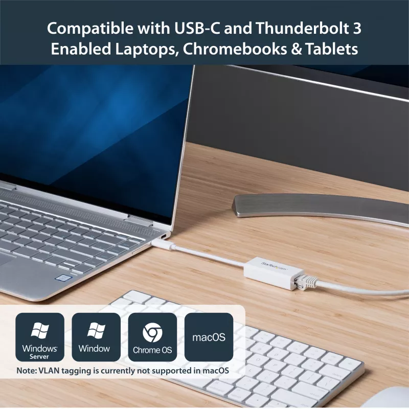 StarTech.com USB-C naar Gigabit netwerkadapter - wit, bedraad, USB Type-C, Ethernet, 5000 Mbit/s, wit