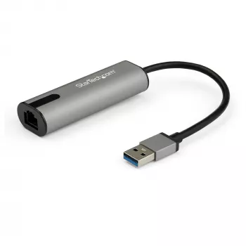 StarTech.com US2GA30 USB 3.0 Type-A naar 2,5 Gigabit Ethernet-adapter, NBASE-T, 2.5GBASE-T, RJ45, 10/100/1000/2500 Mbps, zwart/spacegrijs