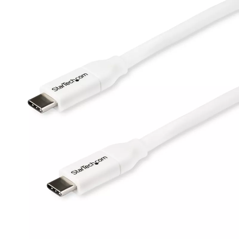 StarTech.com USB-C-naar-USB-C-kabel met 5 A PD – M/M – wit – 2 m – USB 2.0 – USB-IF-gecertificeerd