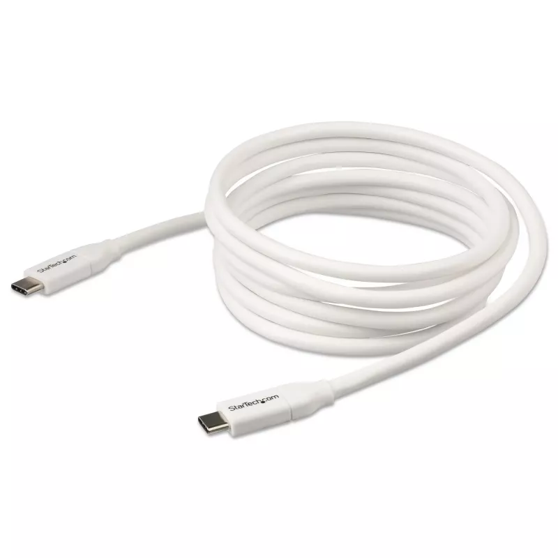 StarTech.com USB-C-naar-USB-C-kabel met 5 A PD – M/M – wit – 2 m – USB 2.0 – USB-IF-gecertificeerd