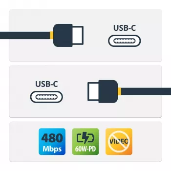 StarTech.com 1m (3.3ft) witte USB-C-oplaadkabel, USB-C-kabel, USB 2.0 Type-C laptop-oplaadkabel, 60W 3A Power Delivery, TPE-mantel, USB-C datatransmissiekabel, M/M