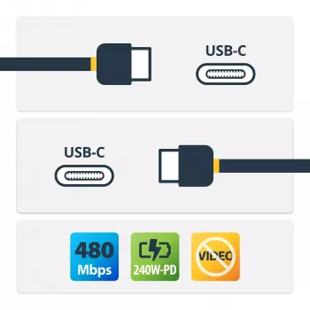 StarTech.com 3m witte USB-C-oplaadkabel, USB-IF-gecertificeerde USB-C-kabel, 240W PD EPR, USB 2.0 Type-C laptop-oplaadkabel, USB-C datatransmissiekabel, TPE-mantel