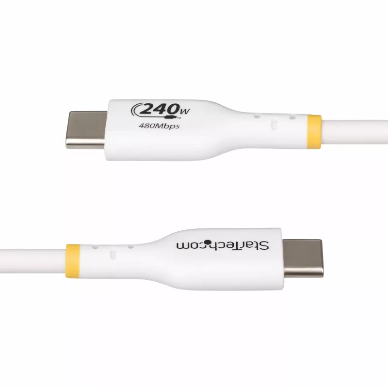 StarTech.com 3m witte USB-C-oplaadkabel, USB-IF-gecertificeerde USB-C-kabel, 240W PD EPR, USB 2.0 Type-C laptop-oplaadkabel, USB-C datatransmissiekabel, TPE-mantel