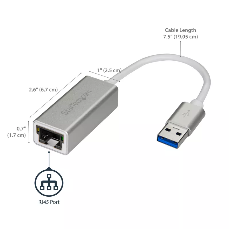 StarTech.com USB 3.0 naar Gigabit netwerkadapter - zilver, bedraad, USB, Ethernet, 2000 Mbit/s, zilver