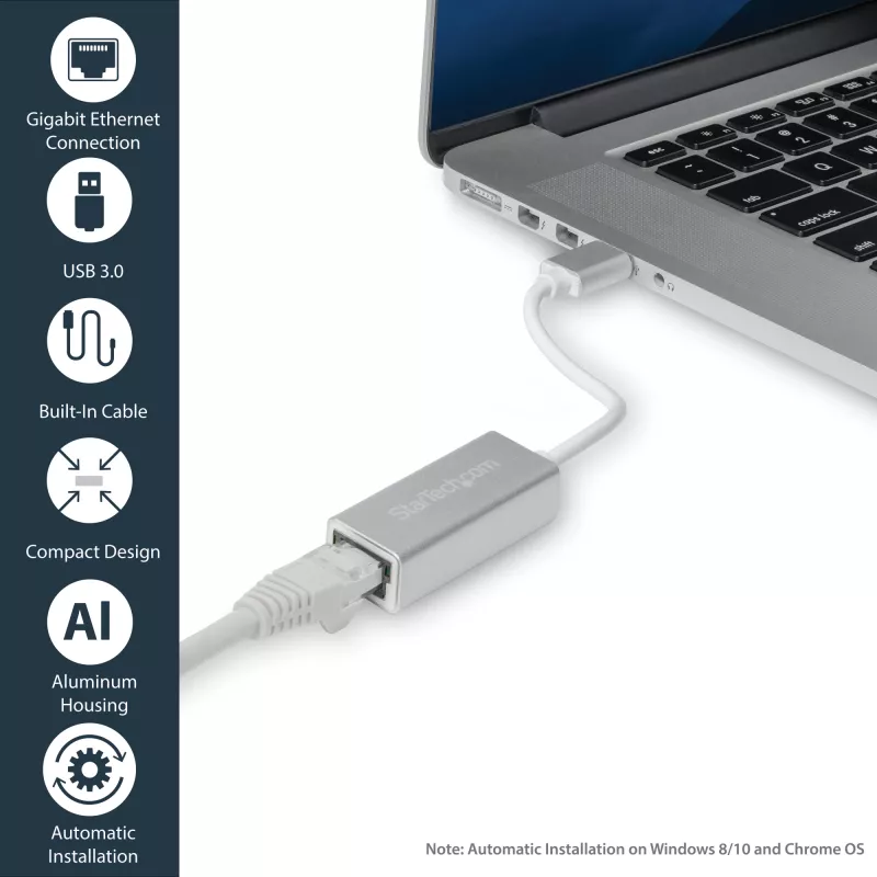 StarTech.com USB 3.0 naar Gigabit netwerkadapter - zilver, bedraad, USB, Ethernet, 2000 Mbit/s, zilver