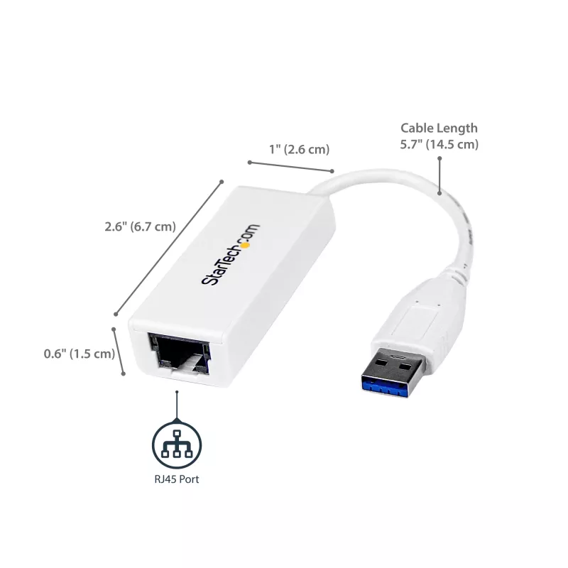 StarTech.com USB 3.0 naar Gigabit Ethernet netwerkadapter, 10/100/1000 Mbit/s, USB naar RJ45, USB naar LAN adapter, USB 3.0 Ethernet adapter (GbE), TAA-conform