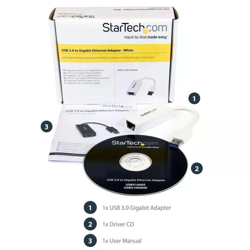 StarTech.com USB 3.0 naar Gigabit Ethernet netwerkadapter, 10/100/1000 Mbit/s, USB naar RJ45, USB naar LAN adapter, USB 3.0 Ethernet adapter (GbE), TAA-conform