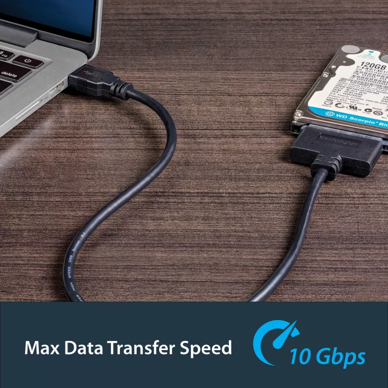 StarTech.com USB 3.1 naar 2,5 inch SATA harde schijf-adapter – USB 3.1 Gen 2 10 Gbit/s met UASP externe HDD/SSD opslagconverter