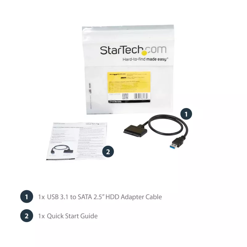 StarTech.com USB 3.1 naar 2,5 inch SATA harde schijf-adapter – USB 3.1 Gen 2 10 Gbit/s met UASP externe HDD/SSD opslagconverter