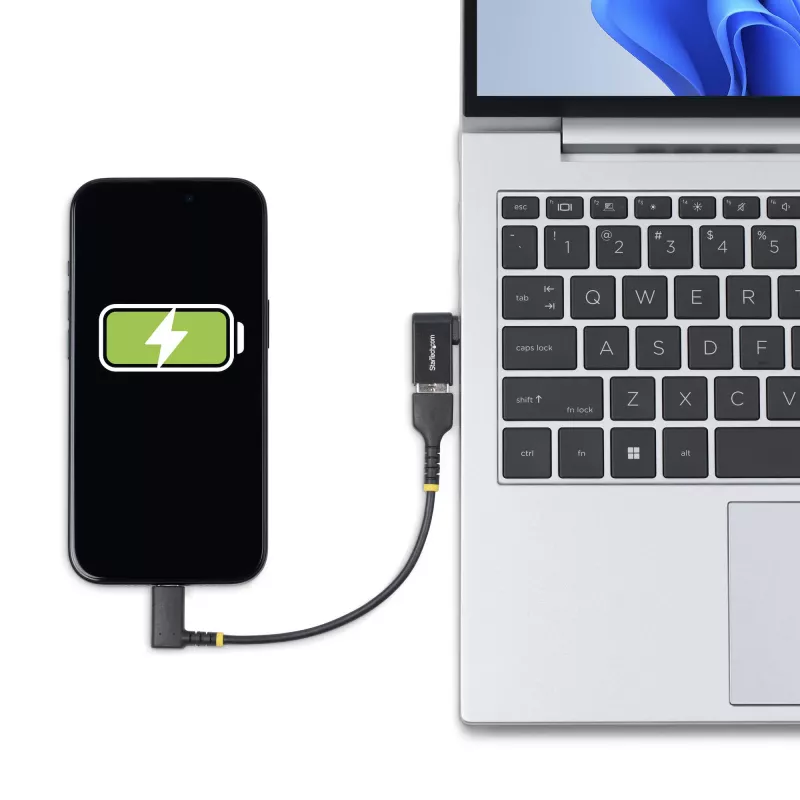 StarTech.com haakse USB-C-naar-USB-A-adapter, USB 5 Gbit/s, compacte USB-C-stekker naar USB-A-bus-adapter, metalen behuizing, stekker/bus
