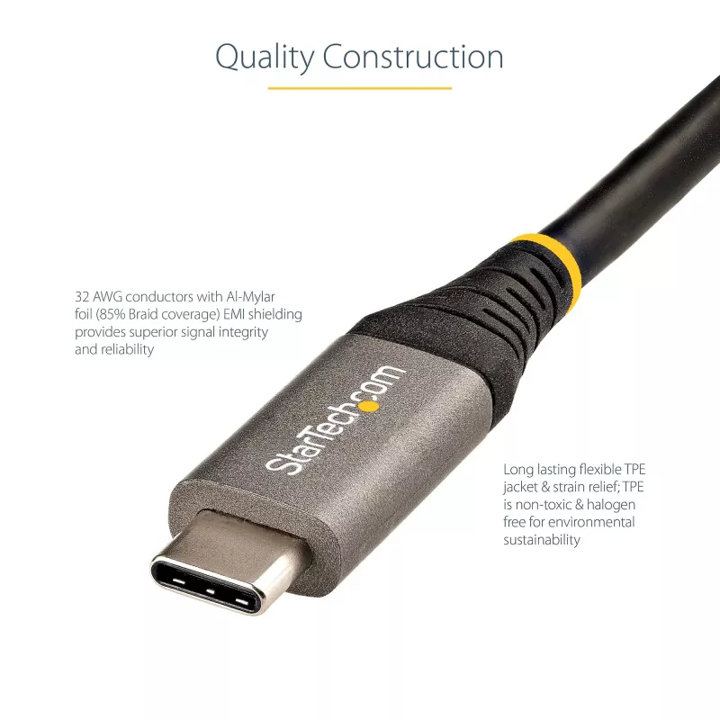 StarTech.com 3ft (1m) USB-C-kabel 10 Gbit/s – USB-IF-gecertificeerde USB-C-kabel – USB 3.1 Type-C-kabel – 100W (5A) Power Delivery laden, DP Alt Mode – USB-C-naar-C-kabel – Laden & synchroniseren