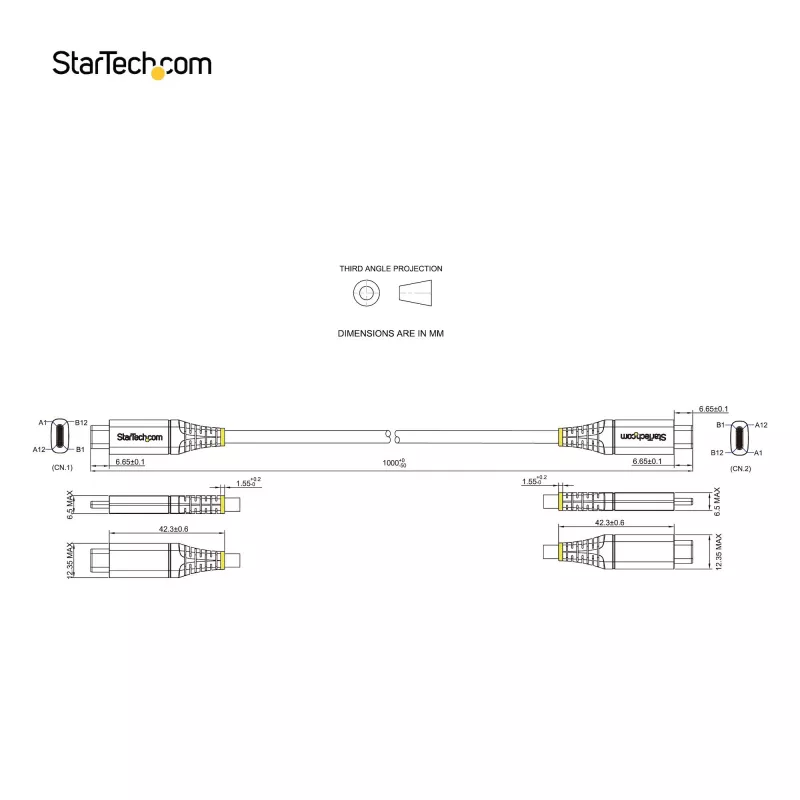 StarTech.com 3ft (1m) USB-C-kabel 10 Gbit/s – USB-IF-gecertificeerde USB-C-kabel – USB 3.1 Type-C-kabel – 100W (5A) Power Delivery laden, DP Alt Mode – USB-C-naar-C-kabel – Laden & synchroniseren