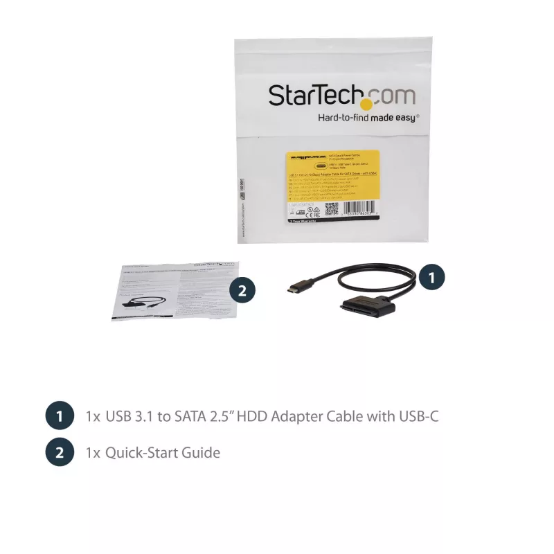 StarTech.com USB 3.1 (10 Gbit/s) adapterkabel voor 2,5-inch SATA-schijven – USB-C