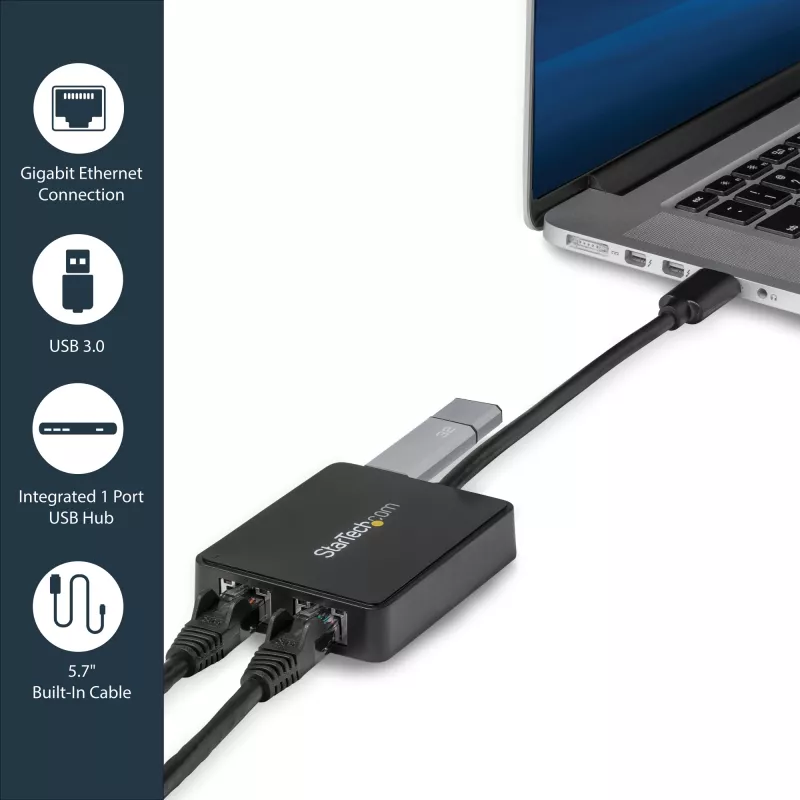 StarTech.com USB 3.0 naar dual-port Gigabit Ethernet adapter NIC met USB-poort