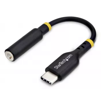 StarTech.com 12,7 cm (5 inch) USB-C naar 3,5 mm TRRS hoofdtelefoon/headset-jackadapter, USB Type-C aux-dongle, 32-bit DAC, ondersteunt USB-C/Thunderbolt, laptop/telefoon/tablet