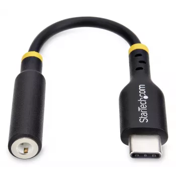 StarTech.com 12,7 cm (5 inch) USB-C naar 3,5 mm TRRS hoofdtelefoon/headset-jackadapter, USB Type-C aux-dongle, 32-bit DAC, ondersteunt USB-C/Thunderbolt, laptop/telefoon/tablet