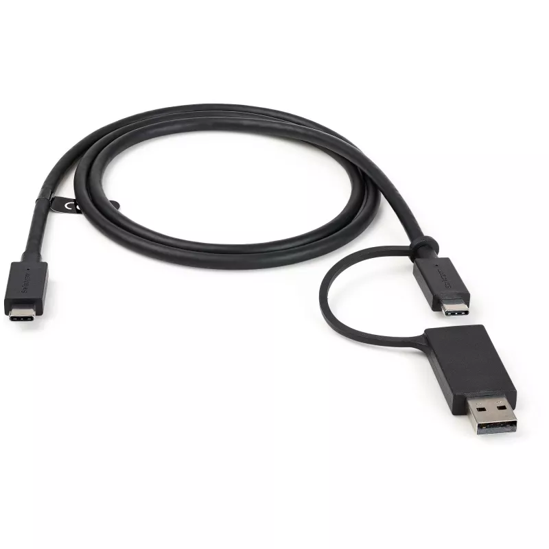 StarTech.com 3ft (1m) USB-C-kabel met USB-A-adapterdongle – Hybride 2-in-1 USB-C-kabel met USB-A – USB-C naar USB-C (10 Gbit/s/100W PD), USB-A naar USB-C (5 Gbit/s) – Ideaal voor hybride dockingstation