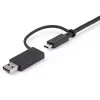 StarTech.com 3ft (1m) USB-C-kabel met USB-A-adapterdongle – Hybride 2-in-1 USB-C-kabel met USB-A – USB-C naar USB-C (10 Gbit/s/100W PD), USB-A naar USB-C (5 Gbit/s) – Ideaal voor hybride dockingstation