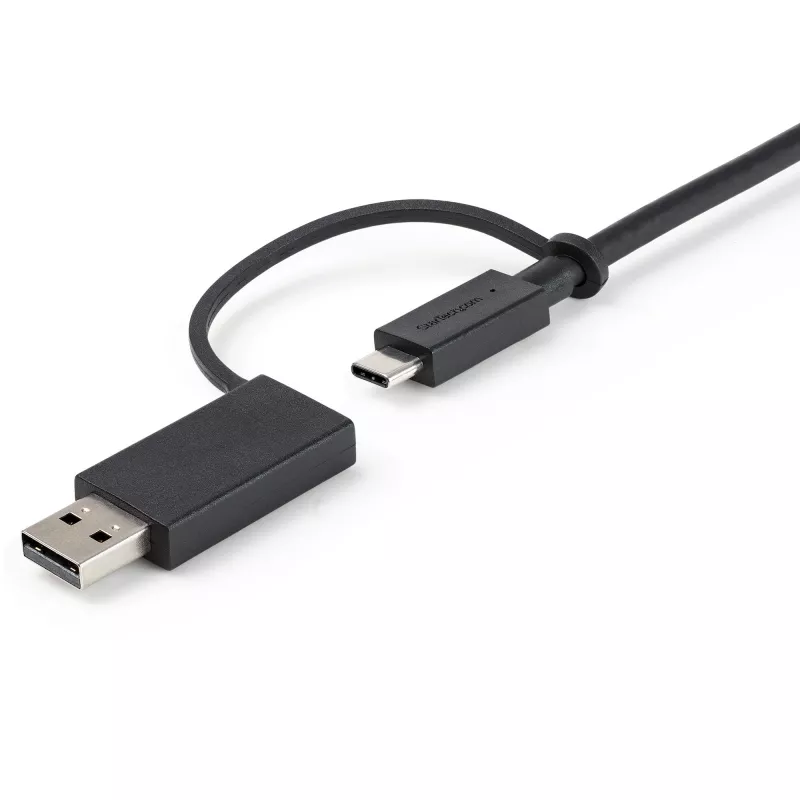 StarTech.com 3ft (1m) USB-C-kabel met USB-A-adapterdongle – Hybride 2-in-1 USB-C-kabel met USB-A – USB-C naar USB-C (10 Gbit/s/100W PD), USB-A naar USB-C (5 Gbit/s) – Ideaal voor hybride dockingstation
