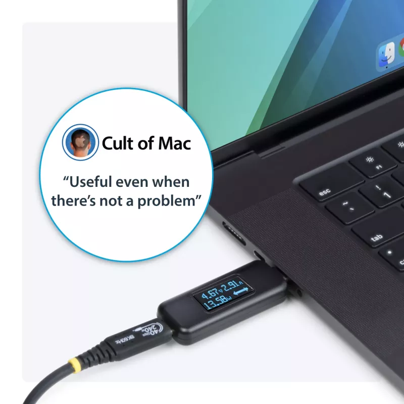 StarTech.com USB-C Power Tester, digitale multimeter, bidirectionele spannings- en stroommeter, tot 240W PD EPR, draagbare USB-C kabel- en poort-vermogensmeter-tester