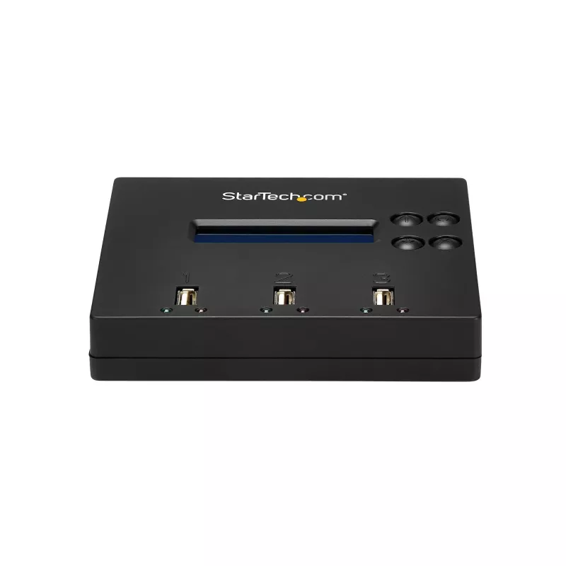 StarTech.com standalone 1-naar-2 USB-stick-duplicator en -wisser, multi-USB-flashdrive-kopieerder, systeem- en bestands- en volledige schijfkopie met 1,5 GB/min, enkelvoudige en 3-pass-verwijdering, LCD-display – TAA