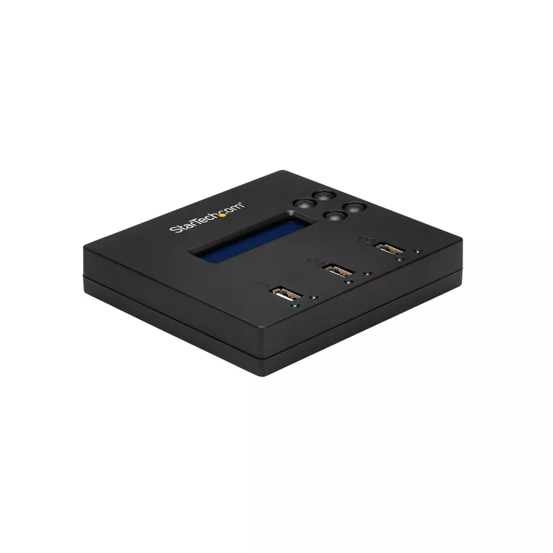 StarTech.com standalone 1-naar-2 USB-stick-duplicator en -wisser, multi-USB-flashdrive-kopieerder, systeem- en bestands- en volledige schijfkopie met 1,5 GB/min, enkelvoudige en 3-pass-verwijdering, LCD-display – TAA