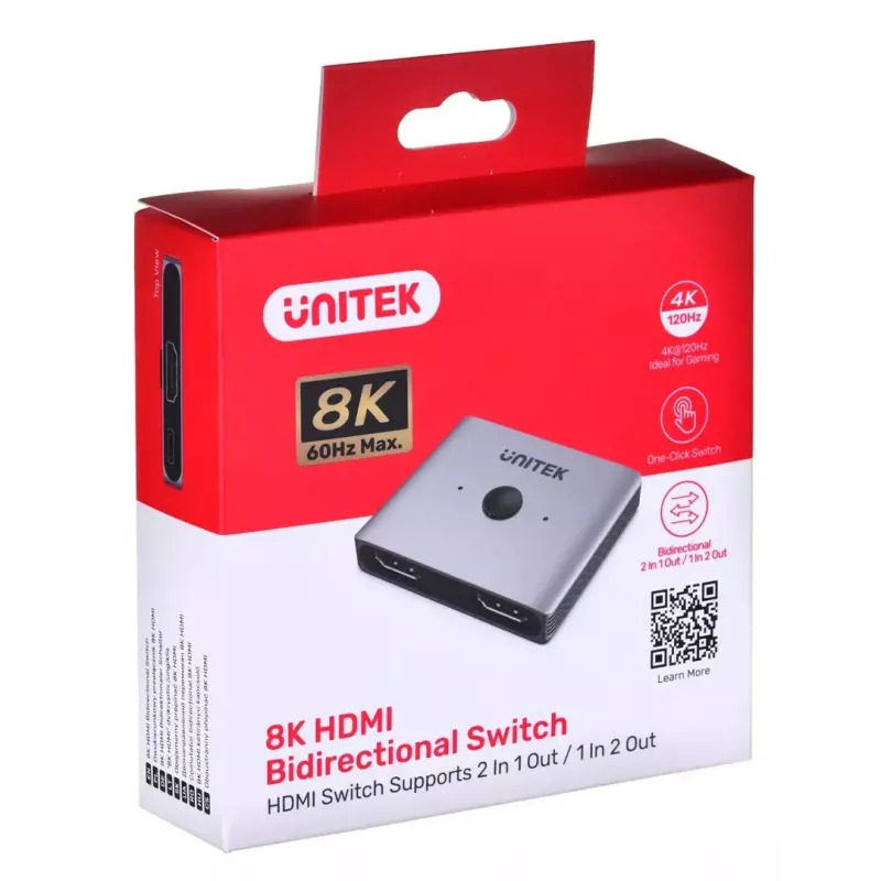HDMI-switch Unitek V1163A 2x1 8K 60Hz — 2 ingangen naar 1 uitgang