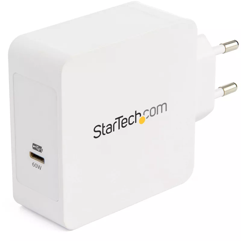 StarTech.com USB-C wandlader - USB-C laptoplader 60W PD - 2m kabel - universele compacte Type-C-voeding - Dell XPS/Lenovo X1 Carbon/HP EliteBook/MacBook - USB-IF/CE-gecertificeerd