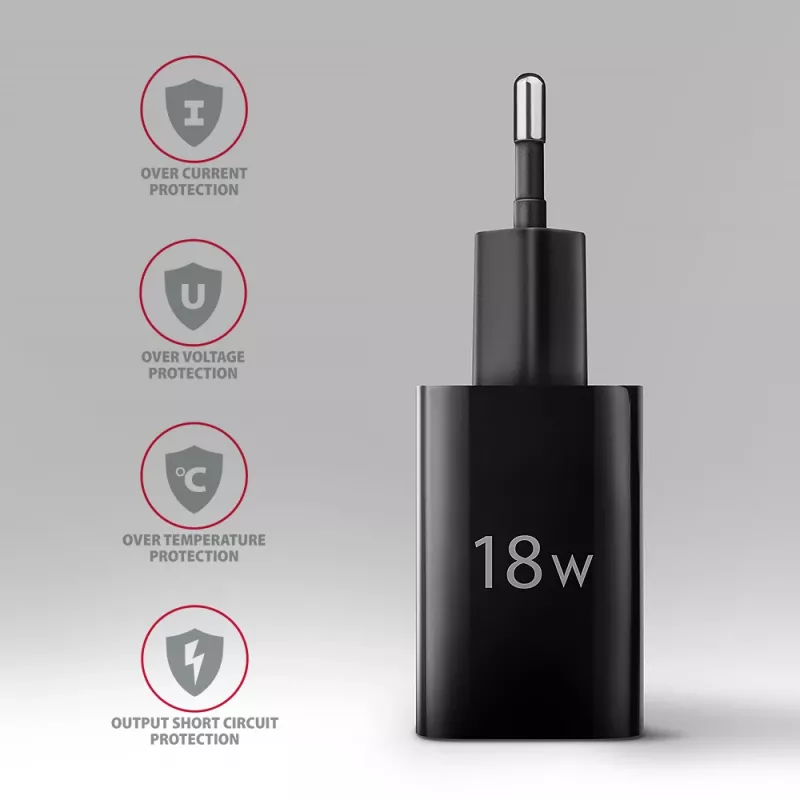 Axagon ACU-QC18 QC 3.0 1× UITGANG wandlader 18W, binnen, AC, zwart