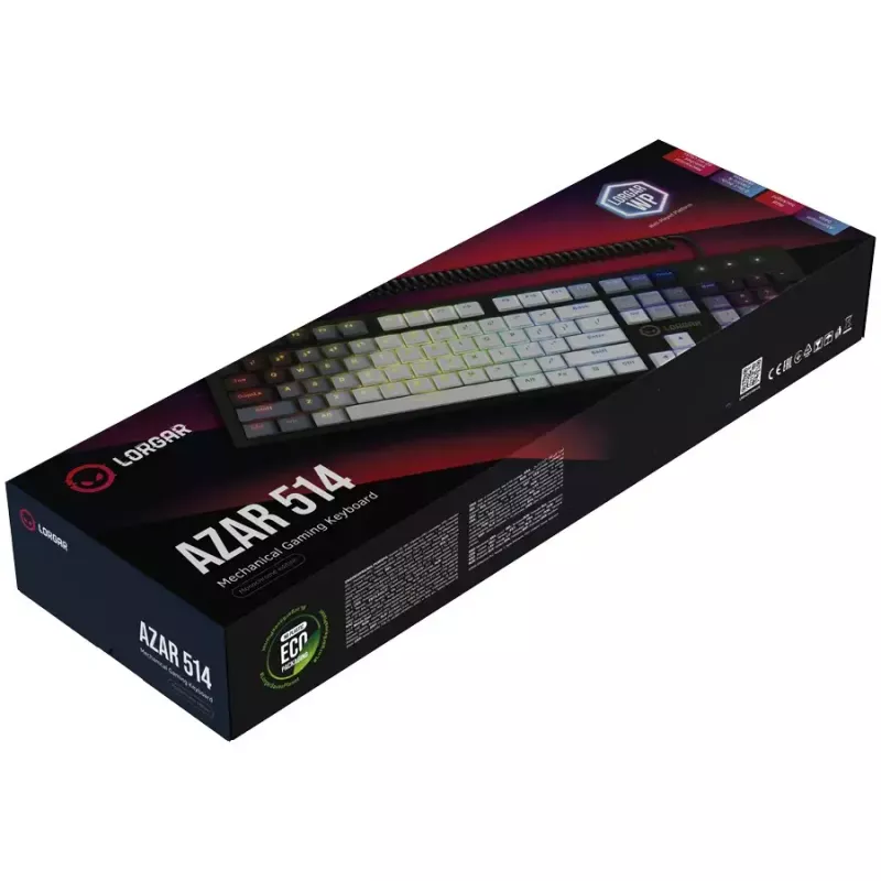 Mechanisch toetsenbord LORGAR Azar 514 wit met RGB-achtergrondverlichting, ENG-layout