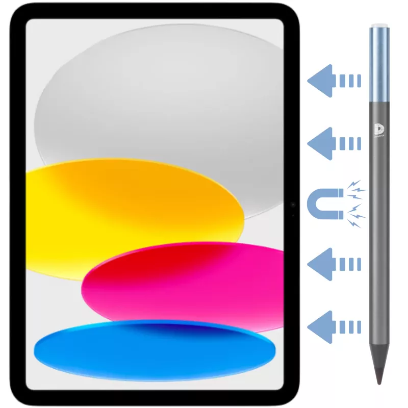 DEQSTER Pencil 2, tablet, Apple, blauw, grijs, Apple iPads sinds 2018, grijs, aluminium, polycarbonaat (PC), polyoxymethyleen (POM)