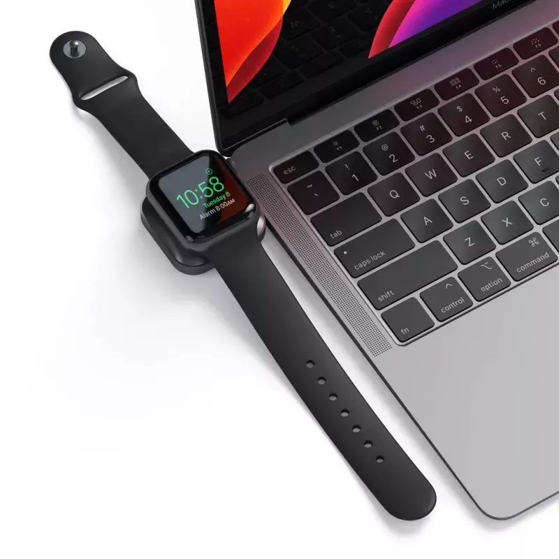 Oplaadstation Satechi ST-TCMCAWM smartwatch zwart zilver wit aluminium