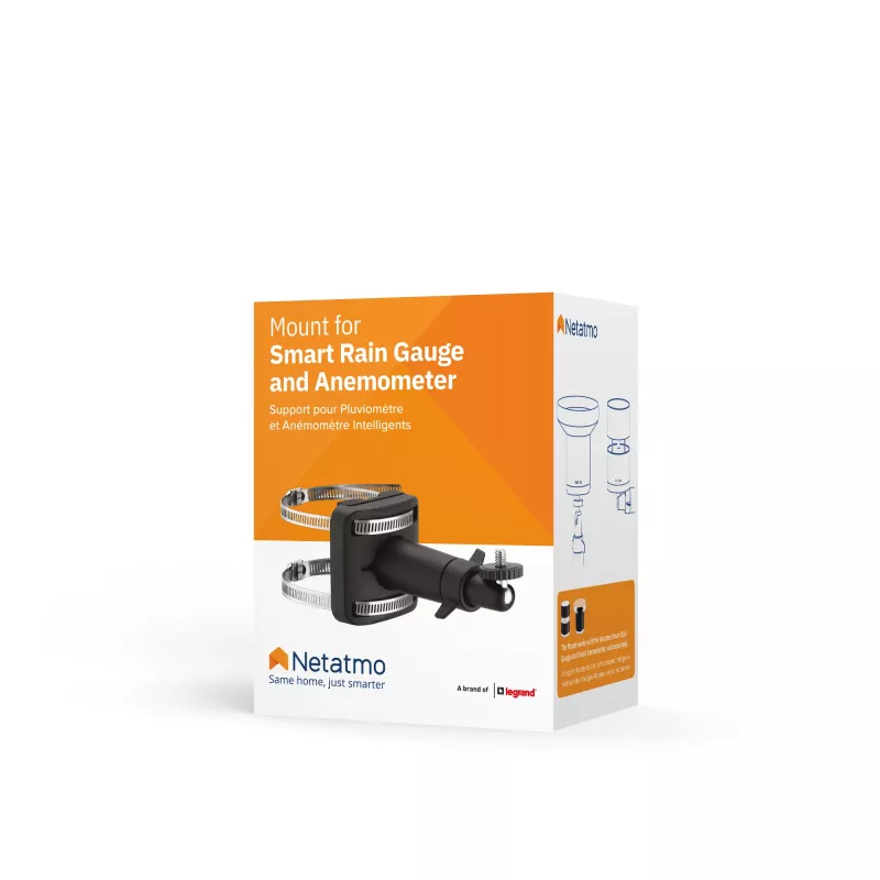 Netatmo houder voor Smart regenmeter en Smart anemometer, zwart, Netatmo, 65 mm, 65 mm, 135 mm, 75 mm