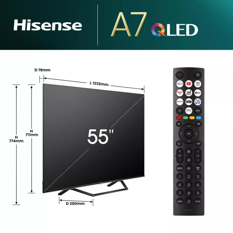 TV Hisense 55A7NQ 55 inch 4K Ultra HD QLED 3840 x 2160