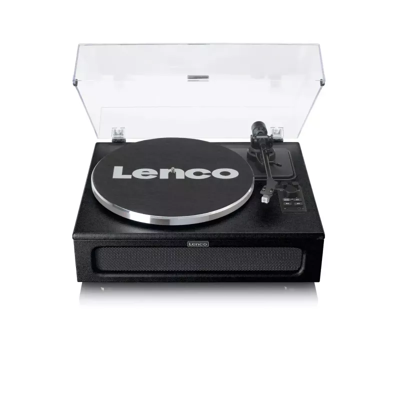 Lenco LS-430BK platenspeler met riemaandrijving en 4 ingebouwde luidsprekers, Bluetooth, 40 W, 33/45 tpm, zwart