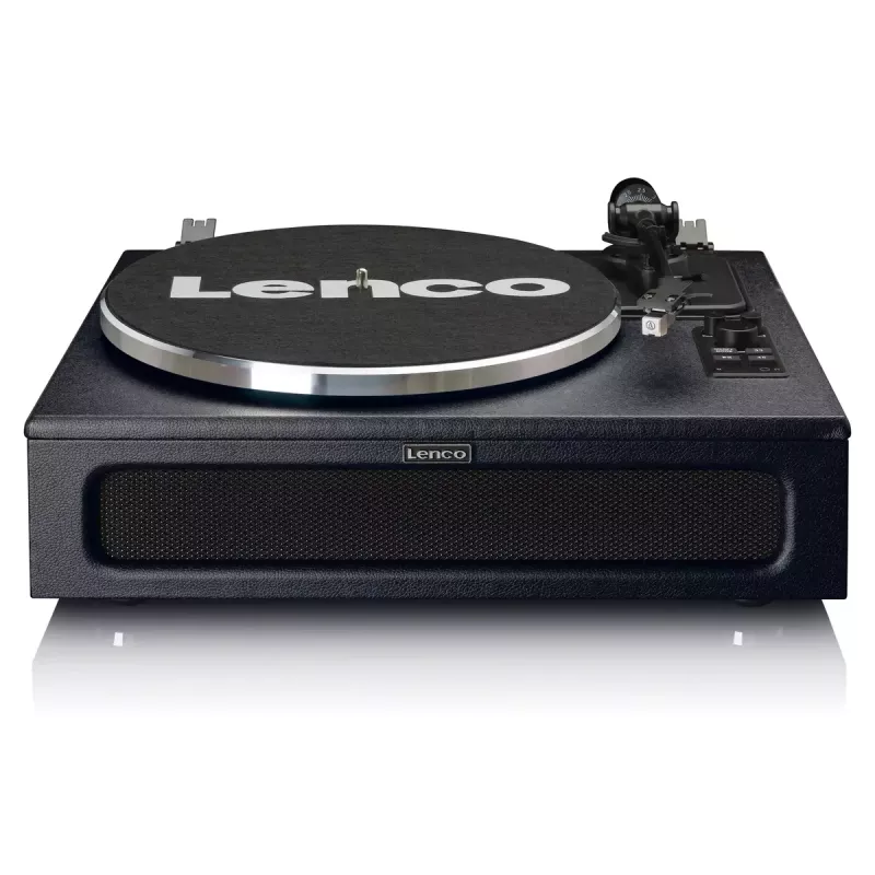 Lenco LS-430BK platenspeler met riemaandrijving en 4 ingebouwde luidsprekers, Bluetooth, 40 W, 33/45 tpm, zwart